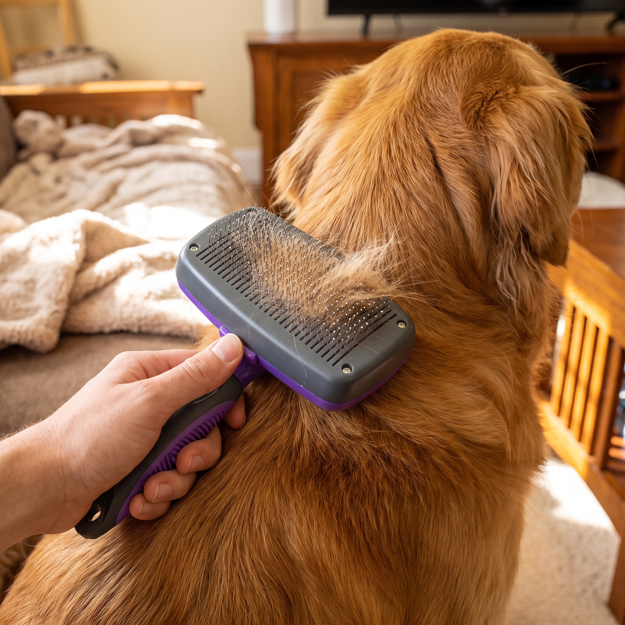 Ravebook Self-Cleaning Slicker Brush for Dogs